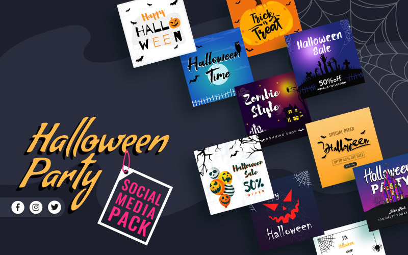 Download Шаблон для соцсетей "Halloween Social Media Template" / Halloween Social Media Template - Шаблон для соцсетей на тему графика halloween,social,media,template,promotion,activities,promotions,celebration,celebrations,post,banners,facebook,instagram,twitter,banner