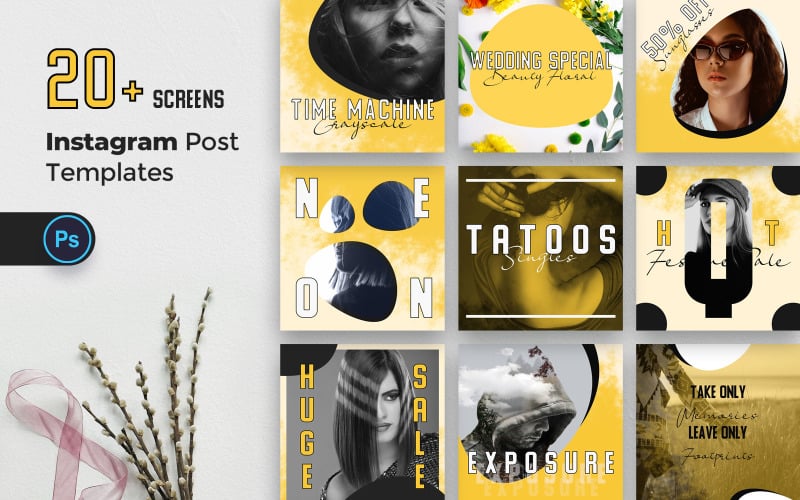 Download Шаблон для соцсетей "Instagram Post Social Media Template" / Instagram Post Social Media Template - Шаблон для соцсетей на тему графика instagram,post,template,social,media,pack,kit,templates,banner,wedding,business,offers,online,shop,fashion,blog