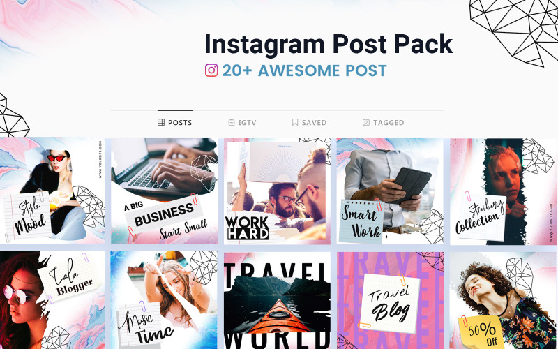Download Шаблон для соцсетей "Instagram Post Social Media Template" / Instagram Post Social Media Template - Шаблон для соцсетей на тему графика instagram,post,template,social,media,packs,pack,templates,facebook,creative,modern,online,shopping,business,promotions