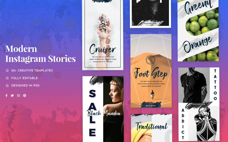 Download Шаблон для соцсетей "Instagram Stories Social Media Template" / Instagram Stories Social Media Template - Шаблон для соцсетей на тему графика instagram,stories,social,media,templates,template,story,facebook,post,banner,banners,business,blog,magazine,online,shopping