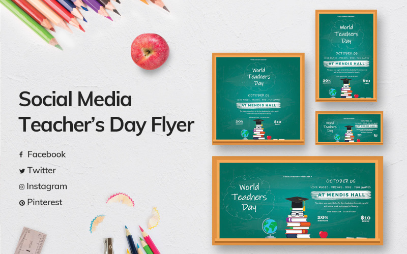 Download Шаблон для соцсетей "Teacher's Day Social Media Template" / Teacher's Day Social Media Template - Шаблон для соцсетей на тему графика teachersday,teacher,day,social,media,template,templates,celebration,celebrations,print,promotion,greet,greeting