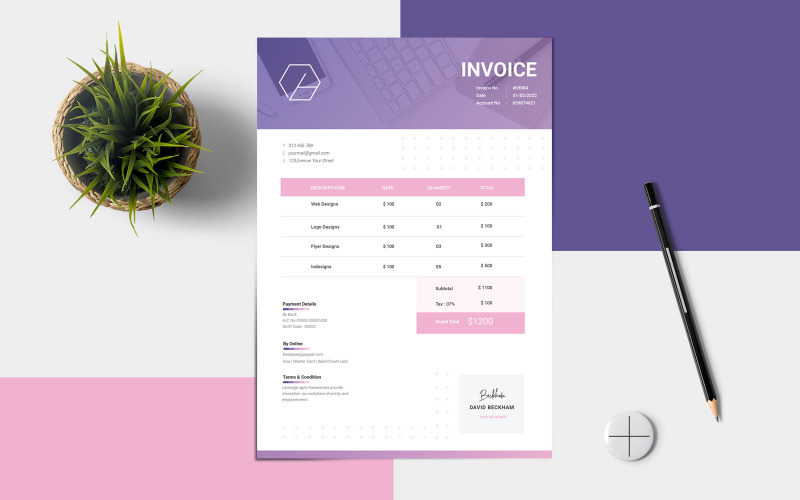 Download Фирменный стиль "The Minimal Invoice - Corporate Identity Template" / The Minimal Invoice - Corporate Identity Template - Фирменный стиль на тему графика minimal,quote,rate,agreements,tax,sale,account,paper,invoice,service,total,expense,price,quoted,template,layout,quantity,order,client,business