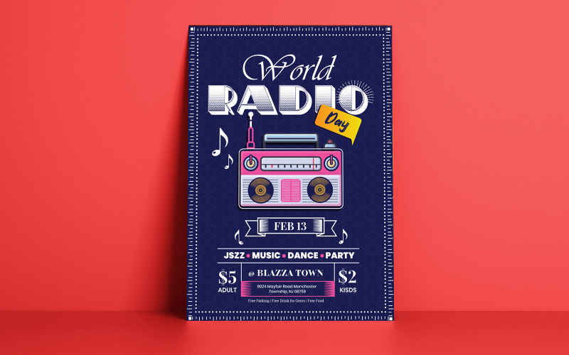 Download Фирменный стиль "World Radio Day Flyer - Corporate Identity Template" / World Radio Day Flyer - Corporate Identity Template - Фирменный стиль на тему графика retro,day,signs,poster,musical,design,abstract,background,concept,vector,art,sound,music,symbol,graphic,wallpaper,illustration,radio,flyer,template