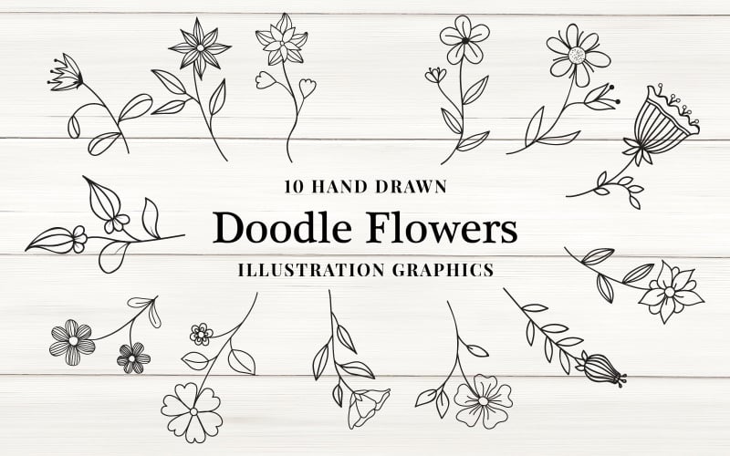 Colección de flores Doodle - Ilustración