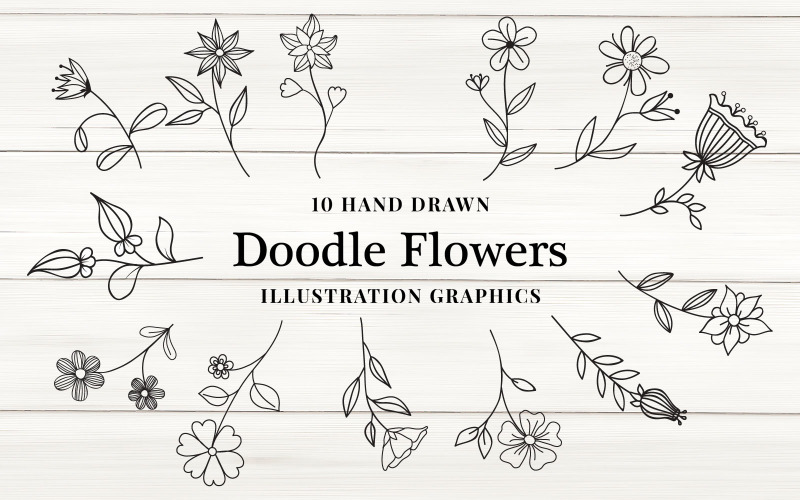 Doodle květinová kolekce - ilustrace