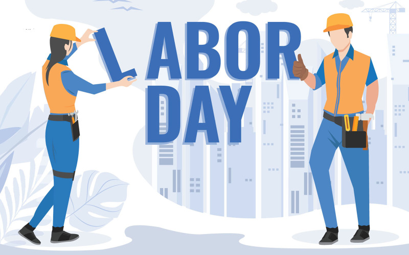 Download Иллюстрация "Labour Day USA - Illustration" / Labour Day USA - Illustration - Иллюстрация на тему графика labour,day,graphics,graphic,design,promotions,usa,promotion,celebration,celebrations,worker,employer,job,construction,under