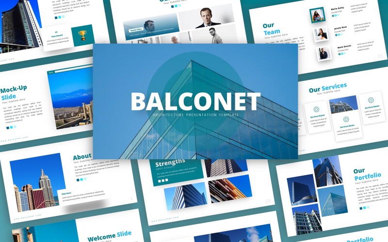 Modèle PowerPoint de présentation d'architecture de balcon