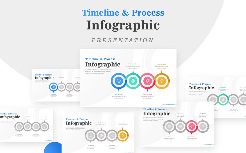 Modello PowerPoint di presentazione infografica freccia circolare