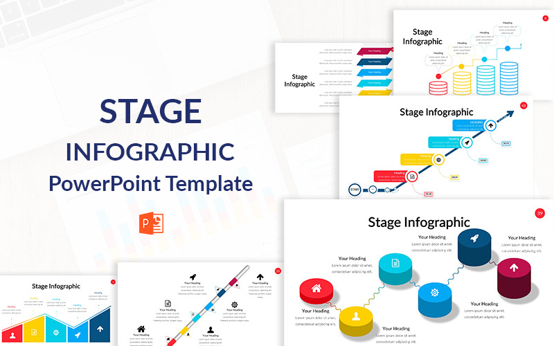 Modelo de PowerPoint de infográfico de palco