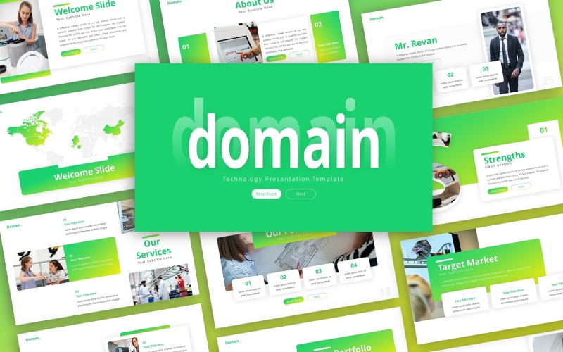 PowerPoint-sjabloon voor presentatie van domeintechnologie