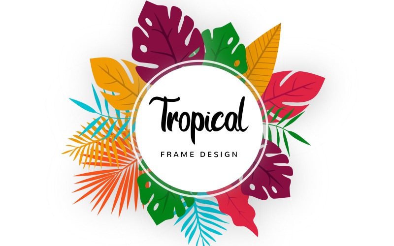 Download Иллюстрация "Tropical Frame Design - Illustration" / Tropical Frame Design - Illustration - Иллюстрация на тему графика tropical,frame,frames,design,designs,illustration,leaf,leaves,plant,vector,card,floral,greeting