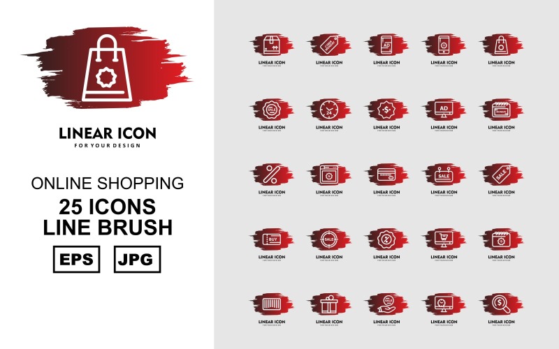 25 Набір іконок пензля Pack Premium Line Online Shopping