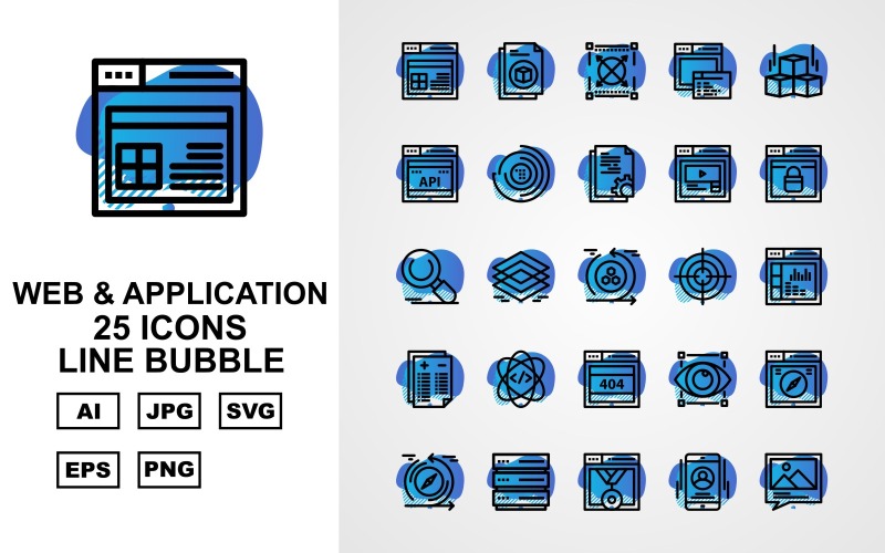 25 премиальных веб-сайтов и приложений, набор иконок Bubble Pack