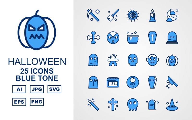 Download Набор иконок "25 Premium Halloween Blue Tone Pack Icon Set" / 25 Premium Halloween Blue Tone Pack Icon Set - Набор иконок на тему culture scythe,voodoo,grave,knife,wand,celtic,ghost,magic,broom,candle,midnight,bone,vampirefreaks,cauldron,coffin,freaks,icon,icons