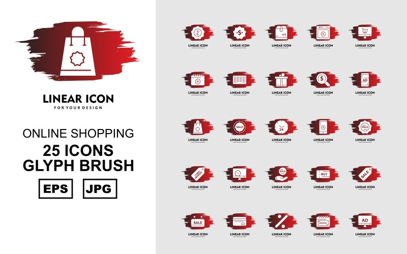 25 Premium online winkelen Glyph Brush Pack Icon Set