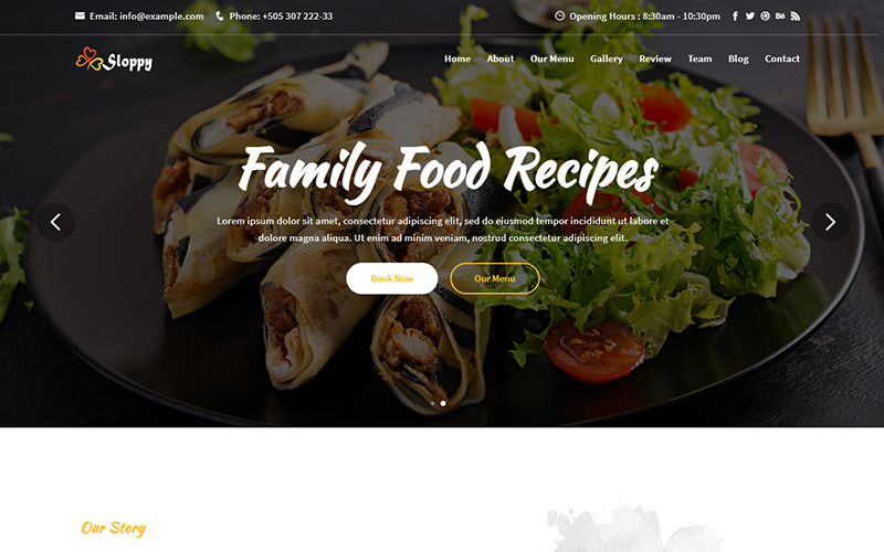 Sloppy - Food & Resturant Responsive Landing Page Vorlage