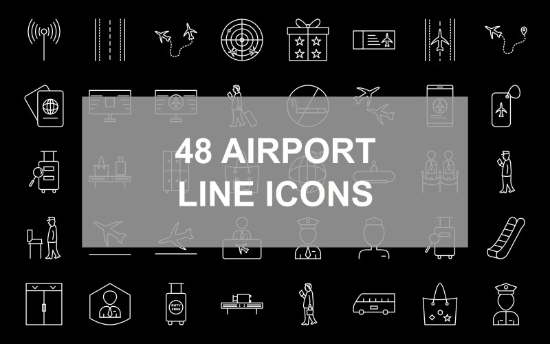 Download Набор иконок "2 - Airport Line Inverted Icon Set" / 2 - Airport Line Inverted Icon Set - Набор иконок на тему travel wifi sign,walking with luggage,vip passanger,ticket and passport,taxi stand,snacks,seats in plane,seat belt,runway,round travel flights,radar screen,presents,plane tickets,plane on runway,pla