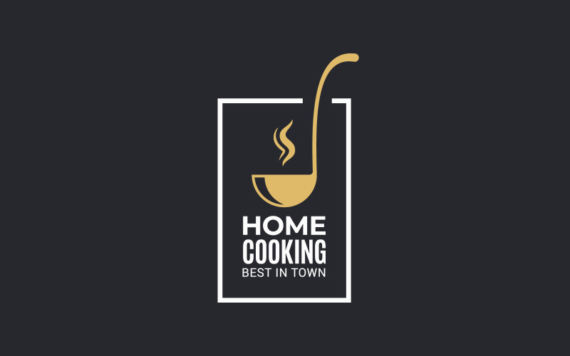 Домашняя кулинария с ковшом. Шаблон логотипа