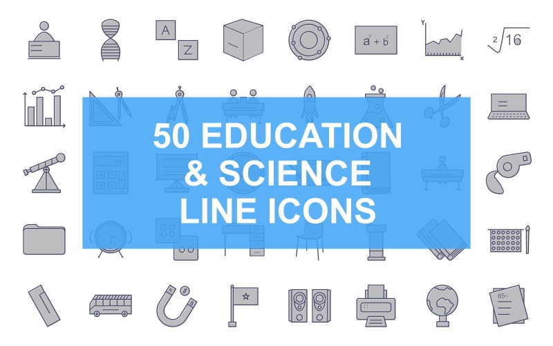Download Набор иконок "4 - Education &amp; Science Line Filled Icon Set" / 4 - Education &amp; Science Line Filled Icon Set - Набор иконок на тему science student using laptop,two students studying,student sitting in classroom,school bus,puzzle,equal to,percentage,mathematics,circuit,dna structure,alphabet,cube,atomic structure,formula,graph,sq