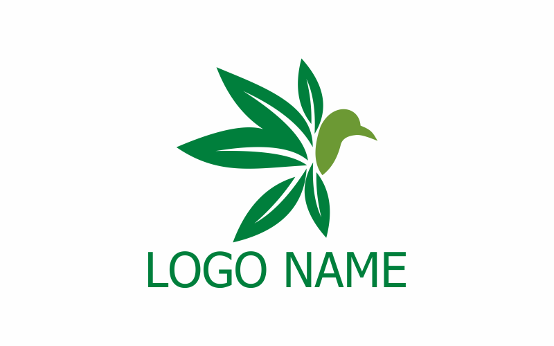 Plantilla de logotipo de línea de cannabis de pájaro