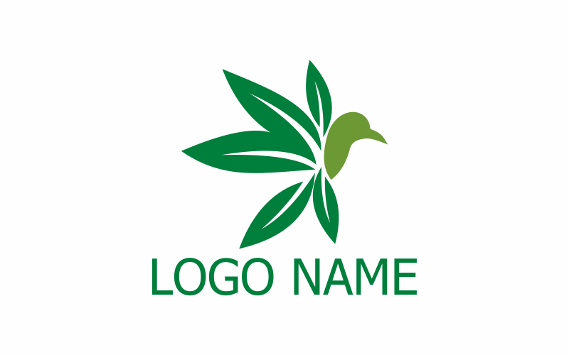 Modèle de logo de la ligne de cannabis pour oiseaux