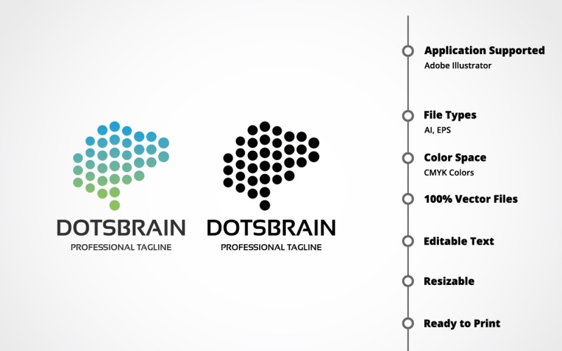 Download Шаблон логотипа "Dots Brain Logo Template" / Dots Brain Logo Template - Шаблон логотипа на тему графика brain,brainstorm,branding,builder,colorful,corporate,creation,creative,creativity,data,development,dimension,dot,entertainment,idea,matrix,media,network,pixel,professional