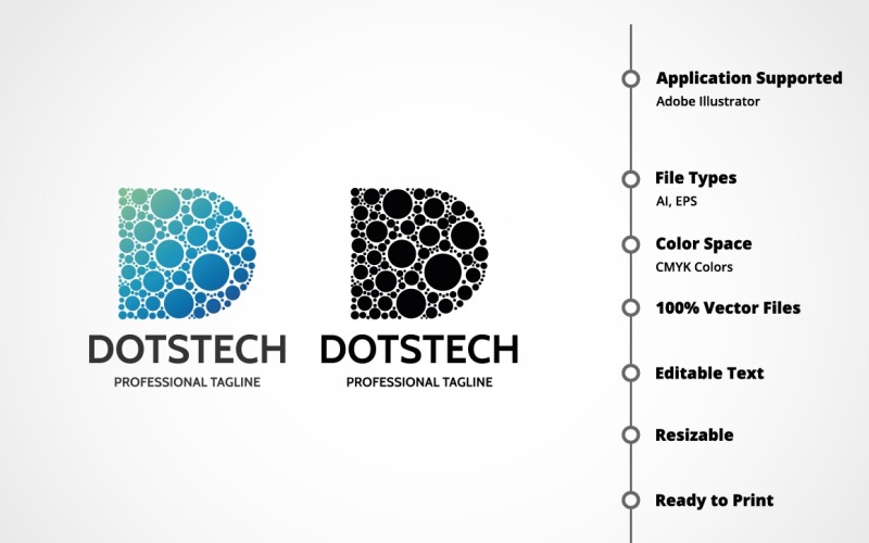 Download Шаблон логотипа "Letter D - DotsTech Logo Template" / Letter D - DotsTech Logo Template - Шаблон логотипа на тему графика agency,brand,branding,business,creation,creative,d letter,d logo,data,design,developer,development,digit,digital,divide,firm,identity,letter,letter d,matrix