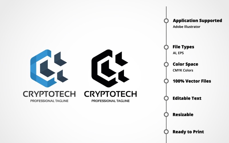 Lettera C - modello di logo Crypto Tech