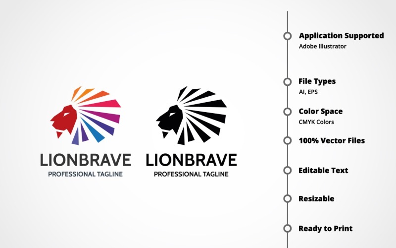 Download Шаблон логотипа "Lion Brave Logo Template" / Lion Brave Logo Template - Шаблон логотипа на тему графика animal,animals,business,consultant,corporate,digital,finance,finances,financial,firm,fund,investing,investment,king,kingdom,lion,lion master,majestic,marketing,media