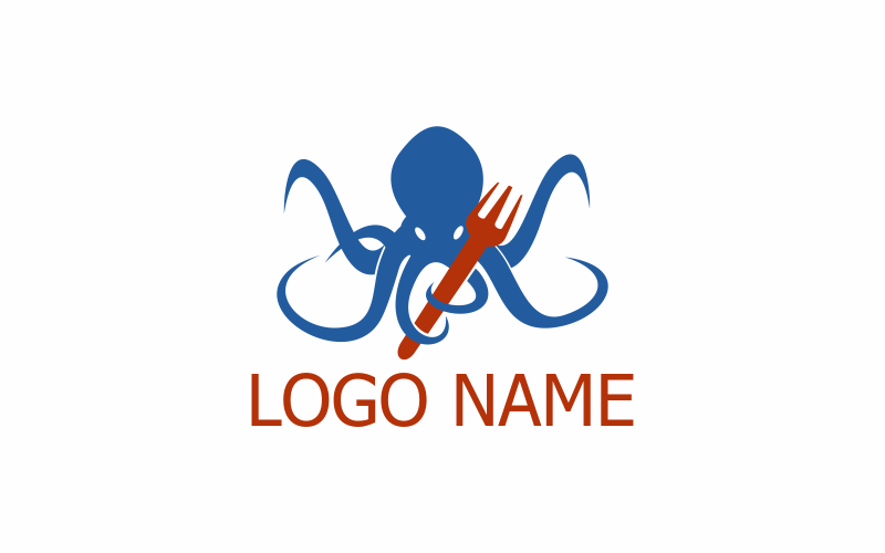 Modèle de logo de nourriture de calmar