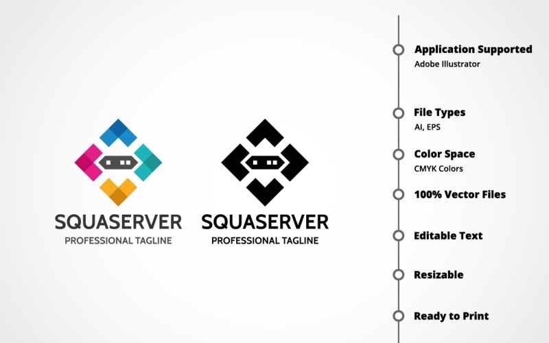 Download Шаблон логотипа "Squa Server Logo Template" / Squa Server Logo Template - Шаблон логотипа на тему графика architecture,blockchain,box,cube,cubic,cubical,deposit,development,digital,folder,hexagon,hexagonal,host,hosting,identity,logo,media,security,server,service