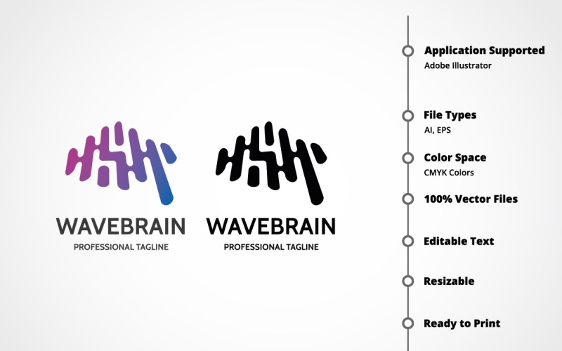 Download Шаблон логотипа "Wave Brain Logo Template" / Wave Brain Logo Template - Шаблон логотипа на тему графика agency,brain,brand,branding,colorful,concept,cortex,create,creation,creative,dot,dots,entertainment,head,idea,identity,information,inteligence,intellect,intelligent