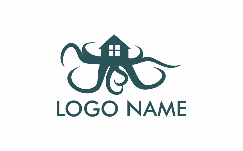 Download Шаблон логотипа "House Squid Logo Template" / House Squid Logo Template - Шаблон логотипа на тему графика squid,seafood,house,food,octopus,sea,cooking,animal,home,water,vintage,eating,graphic,homemade,restaurant,fresh,fish,snack,vector,dinner