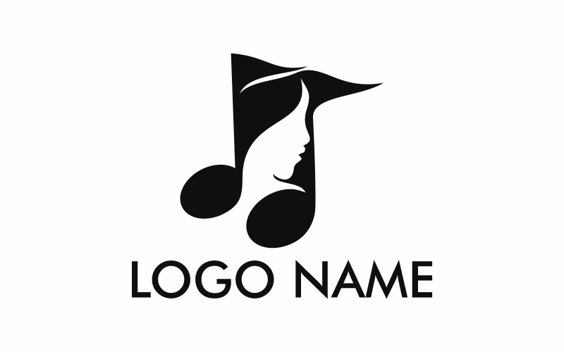 Modello di logo piatto di musica donna