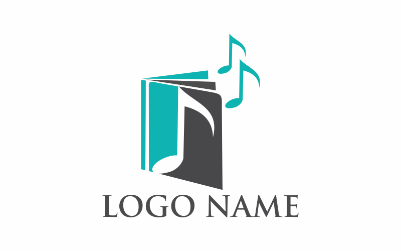 Plantilla de logotipo de línea de libro de música