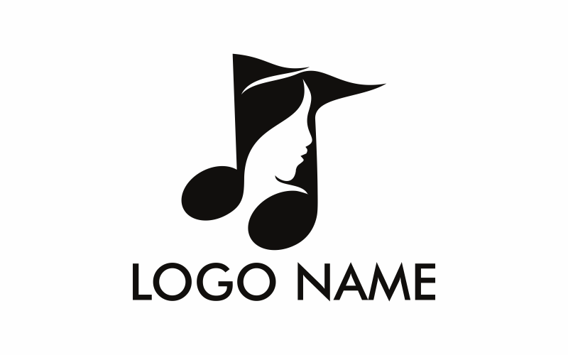 Музика жінка плоский шаблон логотип