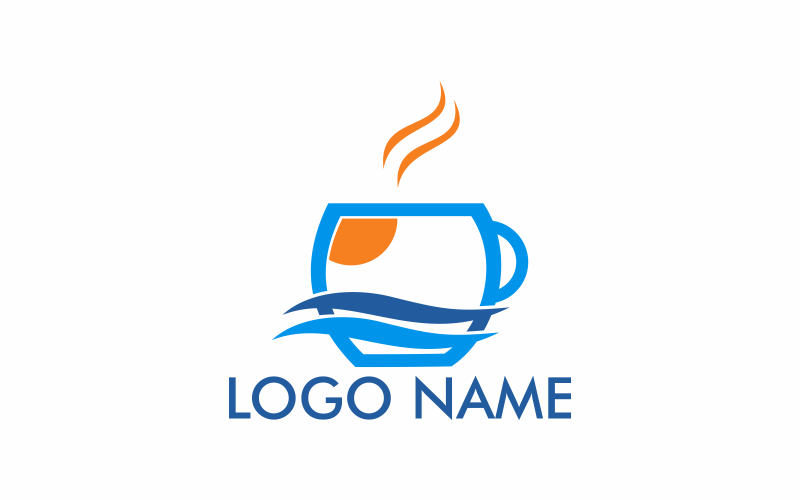Download Шаблон логотипа "Coffee Beach Logo Template" / Coffee Beach Logo Template - Шаблон логотипа на тему графика beach,coffee,drink,cafe,vacation,beverage,summer,holiday,sea,water,ocean,travel,morning,cappuccino,caffeine,sunset,tourism,restaurant,relax,island