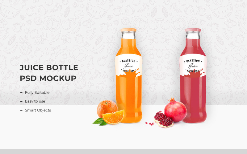 Mockup di prodotto bottiglia di succo