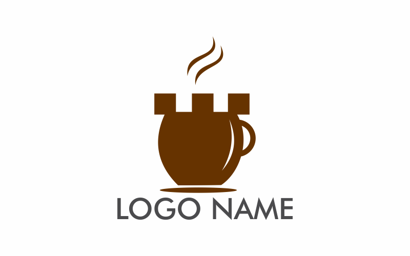 Modèle de logo de château de café