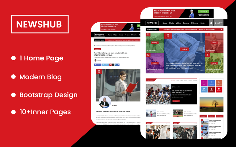 NewsHub Açılış Sayfası PSD Şablonu
