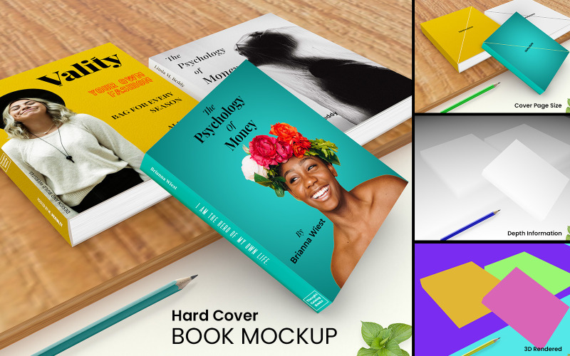 Sert Kapaklı Kitap Mockup ürün maketi