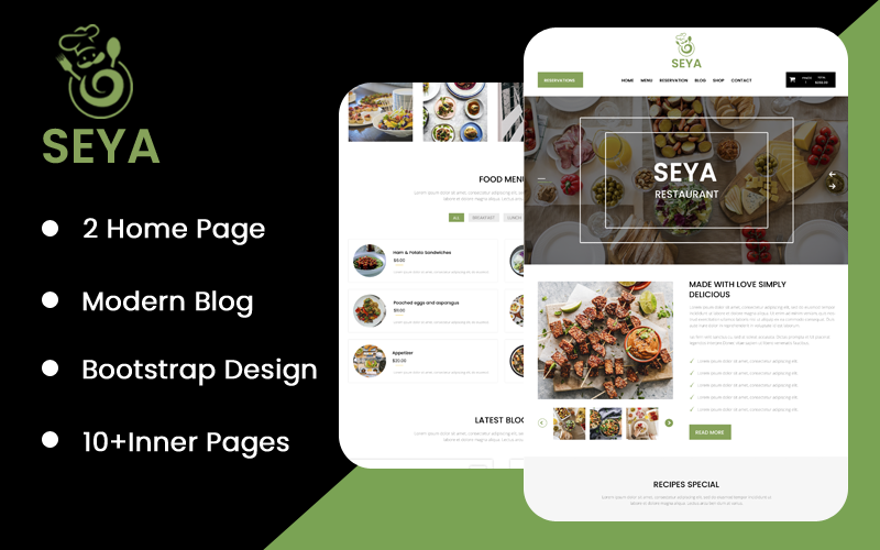 Seya Restaurant Landing Page PSD-Vorlage