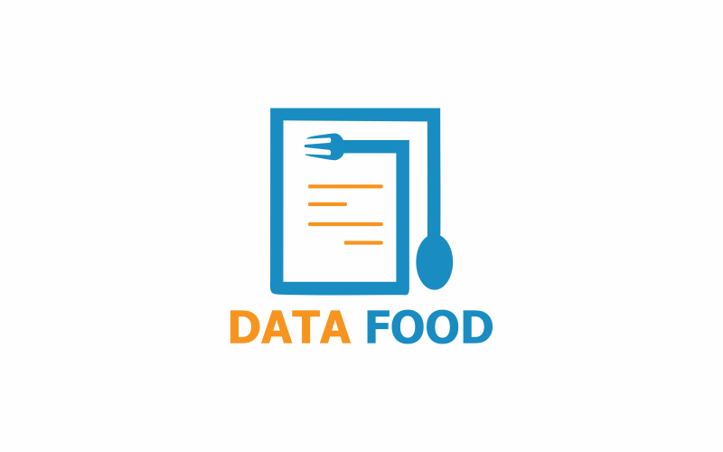 Modelo de logotipo plano de dados alimentares