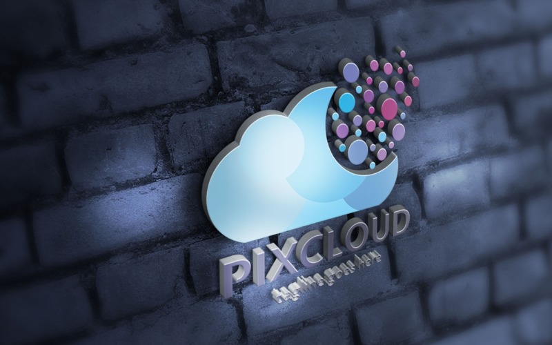 Download Шаблон логотипа "Pixcloud Logo Template" / Pixcloud Logo Template - Шаблон логотипа на тему графика apps,blue,cloud,computer,data,internet,mobile,pixel,platform,services,software,star,web