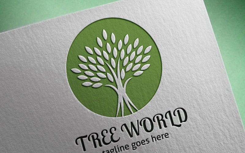 Download Шаблон логотипа "Tree World Logo Template" / Tree World Logo Template - Шаблон логотипа на тему графика art,beauty,brunch,colored,earthtones,eco,eco products,ecologic,elegant,environment,estetic,five,friendly,gree,green,happy,health,help,hotel,leaf