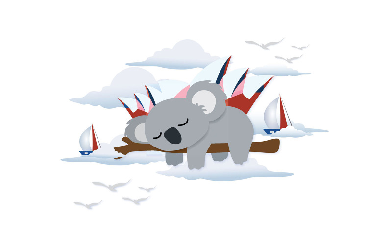 Download Иллюстрация "Australian Koala Sleeping -  AS - Illustration" / Australian Koala Sleeping -  AS - Illustration - Иллюстрация на тему графика animal,australia,australian,celebrate,creative,design,event,graphic,koala,marketing,poster,product,sleeping,vector