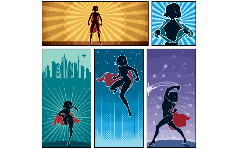 Banners de super heroína 2 - ilustración