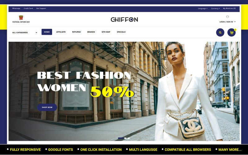 Chiffon - OpenCart шаблон для модного магазина