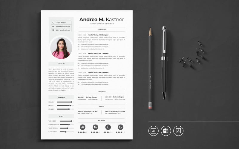 Download Резюме "CV  Vol.46 Resume Template" / CV  Vol.46 Resume Template - Резюме на тему графика resume,cv,minimalist,professional,modern,elegant,minimal,business,hiring,company,job,entrepreneur,illustrator,word,corporate