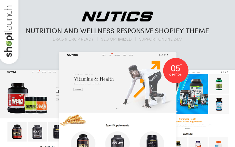 Nutics - Responsief Shopify 2.0-thema voor voeding en welzijn